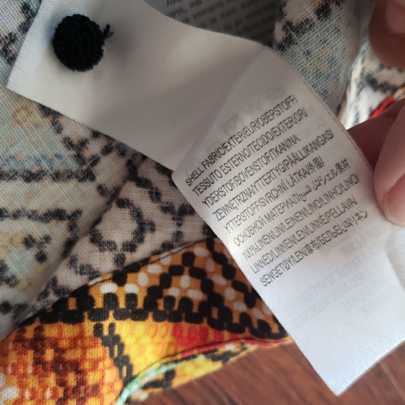 Farm Rio Colorful Geometric Patterned Linen Crop Top Size Small Boho Trendy - Picture 6 of 8